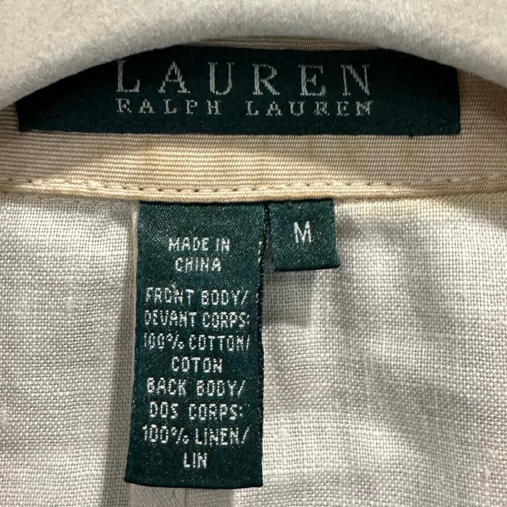 Lauren Ralph Lauren 90s Embroidered Fitted Vest Linen Cotton Medium